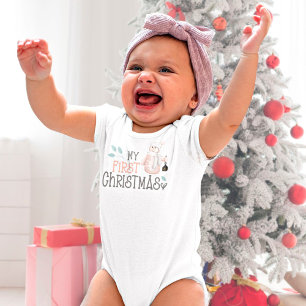 My First Christmas Cute Snowman Baby Bodysuit
