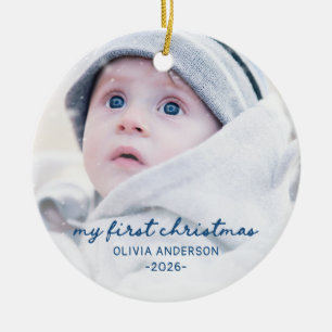 My first Christmas Cute Whimsical Baby Photo Ceramic Tree Decoration