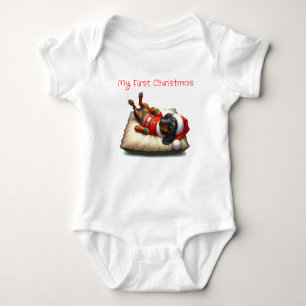 My First Christmas Dachshund Baby Bodysuit
