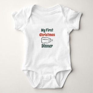 My First Christmas Dinner Baby Bodysuit