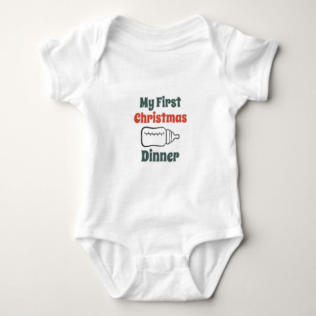 My First Christmas Dinner Baby Bodysuit (Front)