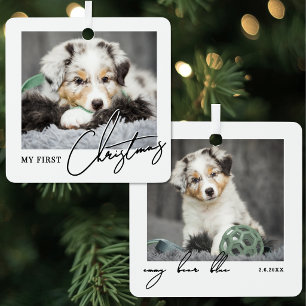 My First Christmas Dog Pet Photo Metal Tree Decoration