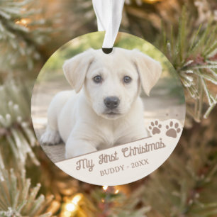 My First Christmas Dog Photo Pet Name & Year Ornament