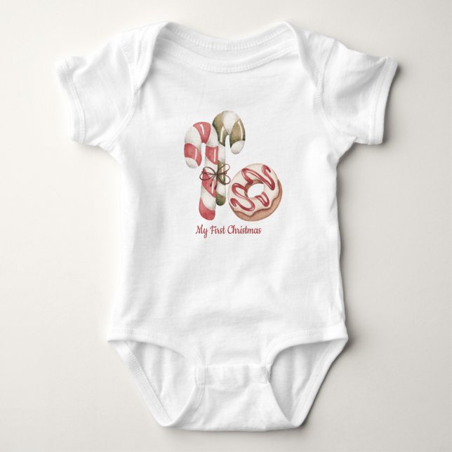 My First Christmas Doughnut Baby Bodysuit (Front)