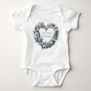 My First Christmas - Floral Wreath - Baby Bodysuit