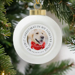 My First Christmas Forever Home Modern Pet Photo Ceramic Ball Christmas Ornament<br><div class="desc">This simple and classic design is composed of serif typography and add a custom photo. "My First Christmas in my forever home" encircles the custom photo.</div>