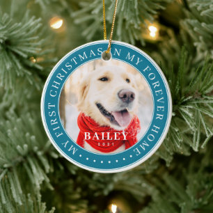 My First Christmas Forever Home Modern Pet Photo Ceramic Tree Decoration