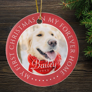 My First Christmas Forever Home Modern Pet Photo Ceramic Tree Decoration