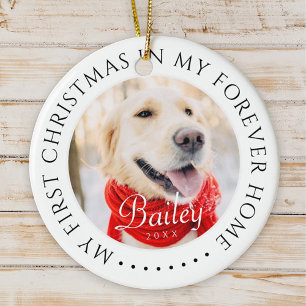 My First Christmas Forever Home Modern Pet Photo Ceramic Tree Decoration