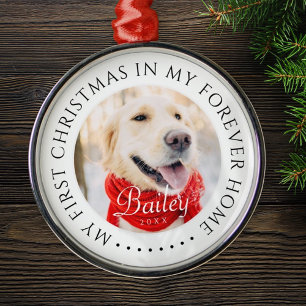 My First Christmas Forever Home Modern Pet Photo Metal Tree Decoration