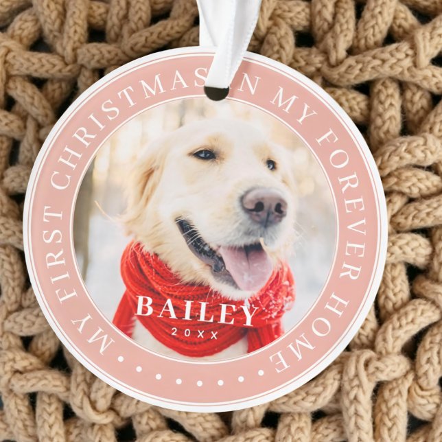 My First Christmas Forever Home Modern Pet Photo Ornament (Creator Uploaded)