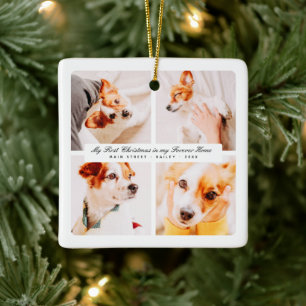My First Christmas Forever Home Modern Pet Photos Ceramic Ornament