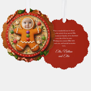 My First Christmas Fun Cute Gingerbread Photo Tree Decoration Card