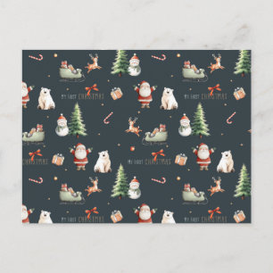 My First Christmas gift present Santa Postcard