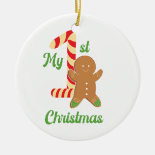 My First Christmas Gingerbread Man on a Ceramic Tree Decoration