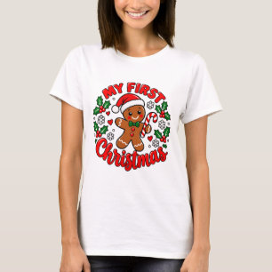 My First Christmas Gingerbread Shirt, Cute Baby Fi T-Shirt