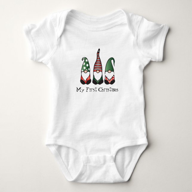 My First Christmas Gnomes Baby Bodysuit (Front)