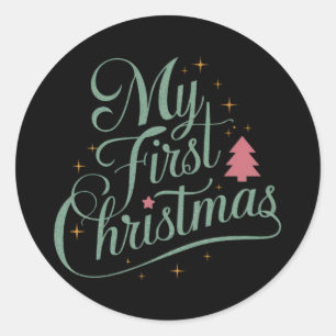 My First Christmas Matching Family Xmas Newborn Classic Round Sticker