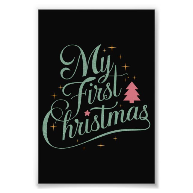 My First Christmas Matching Family Xmas Newborn Photo Print (Front)
