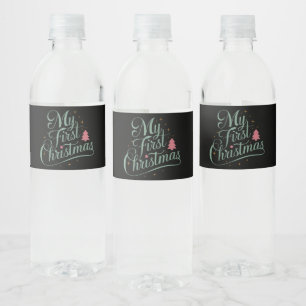 My First Christmas Matching Family Xmas Newborn Water Bottle Label