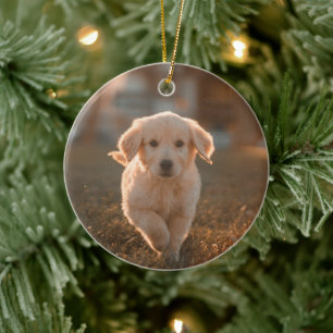 My First Christmas Modern Simple Puppy Pet Photo Ceramic Tree Decoration