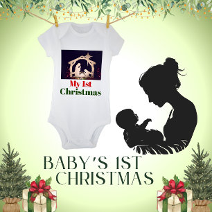 My First Christmas Nativity Baby Bodysuit