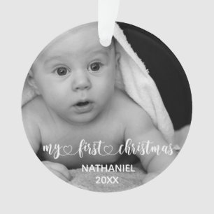 My First Christmas New Baby  Handwritten  Photo Ornament