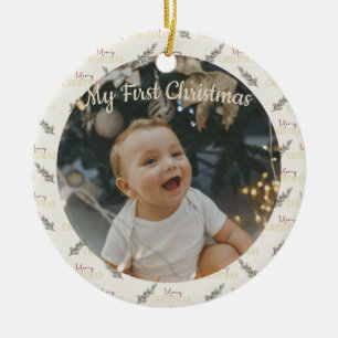 My First Christmas Personalised Baby Photo Ceramic Tree Decoration