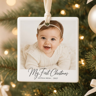 My First Christmas Personalised Baby Photo Name Ceramic Ornament