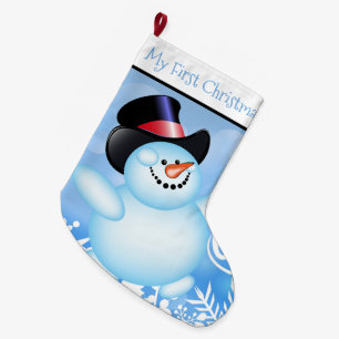 My First Christmas Personalised Snowman  Large Christmas Stocking
