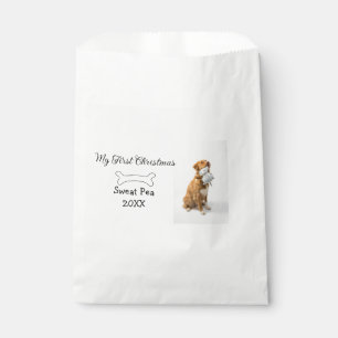 My first Christmas pet animal photo name year bone Favour Bags