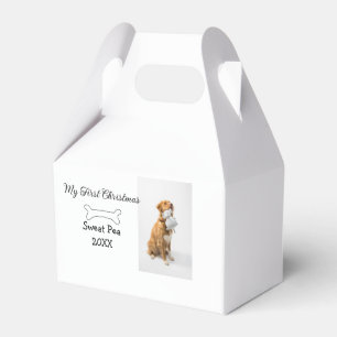 My first Christmas pet animal photo name year bone Favour Box