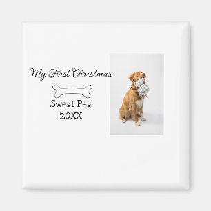 My first Christmas pet animal photo name year bone Magnet