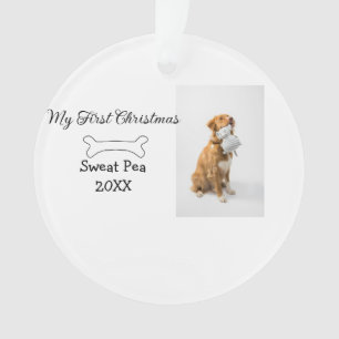 My first Christmas pet animal photo name year bone Ornament