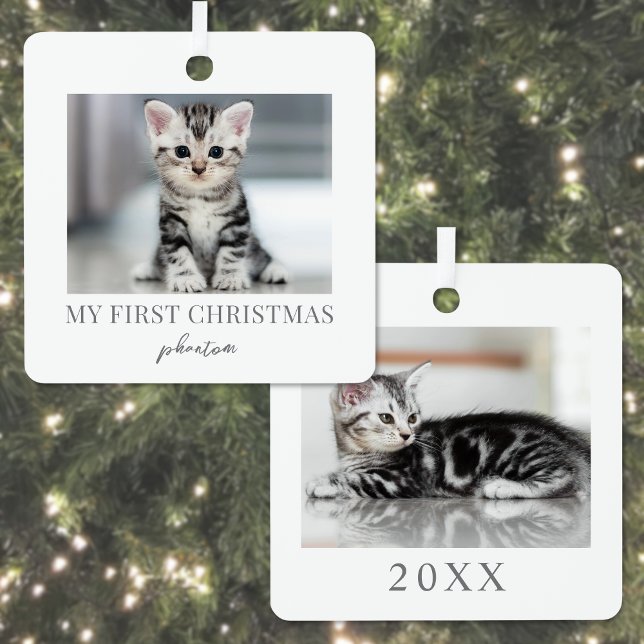 My First Christmas Pet Cat Photo Metal Tree Decoration (My First Christmas Pet Cat Photo Metal Ornament)