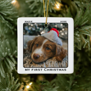 My First Christmas Pet Photo Name Ceramic Ornament