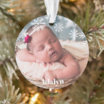 My First Christmas Photo Baby Girl Pink Ornament<br><div class="desc">This first christmas ornament is cutely design. MY FRIST CHRISTMAS ORNAMENT is designed FOR BABY GIRL ,  ideal to cherish her 1st Christmas!</div>