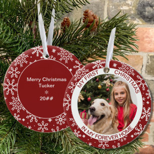 My First Christmas   Photo Red Snowflake Ceramic Tree Decoration