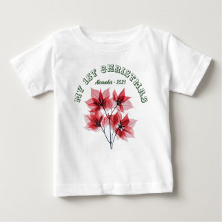 My First Christmas Poinsettia - Baby Name Baby T-Shirt