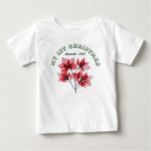 My First Christmas Poinsettia - Baby Name T-Shirt