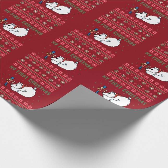 My First Christmas Polar Bear Ugly Christmas Wrapping Paper (Corner)