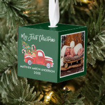 My First Christmas Red Truck Candy Cane Baby Photo