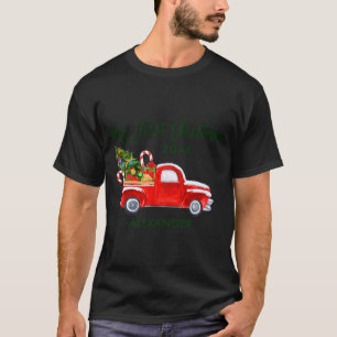 My First Christmas Red Truck Candy Canes Gray Baby T-Shirt