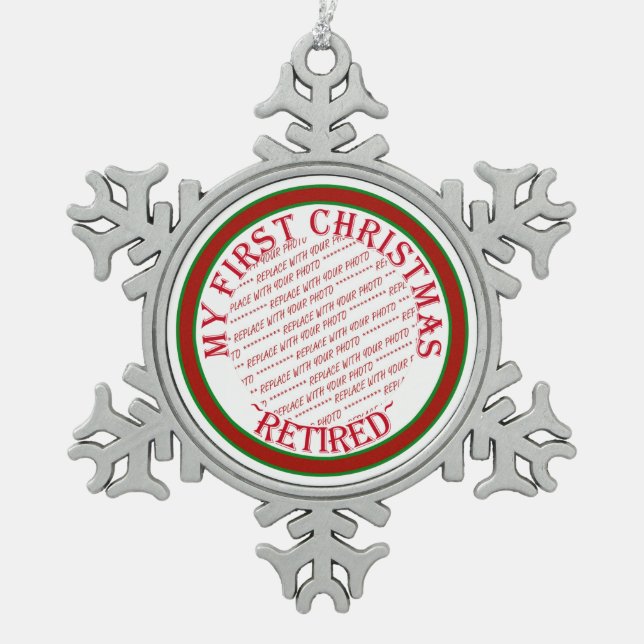 My First Christmas Retired Photo Frame Snowflake Pewter Christmas Ornament (Front)