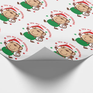 My First Christmas Santa Monkey Wrapping Paper