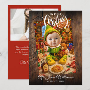 My First Christmas Santas Little Helper 2 Photo Holiday Card