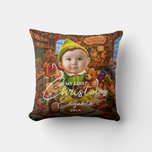 My First Christmas Santas Little Helper Photo Cushion