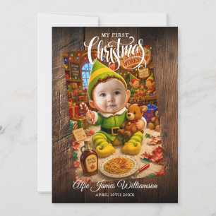 My First Christmas Santas Little Helper Photo Holiday Card