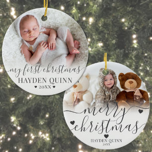 My First Christmas Script New Baby Photo Ceramic Tree Decoration