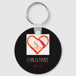 My First Christmas Sister Love Heart Baby Photo Key Ring